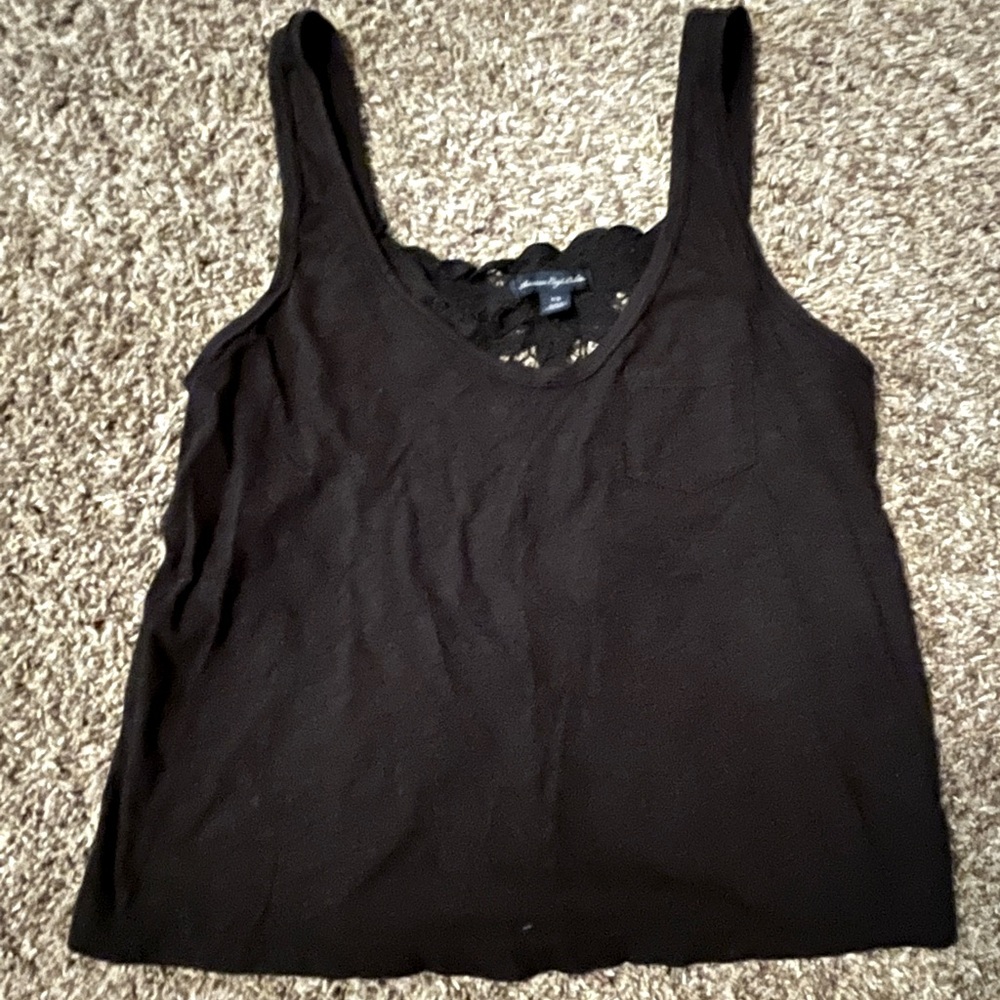 Black laced back tank top